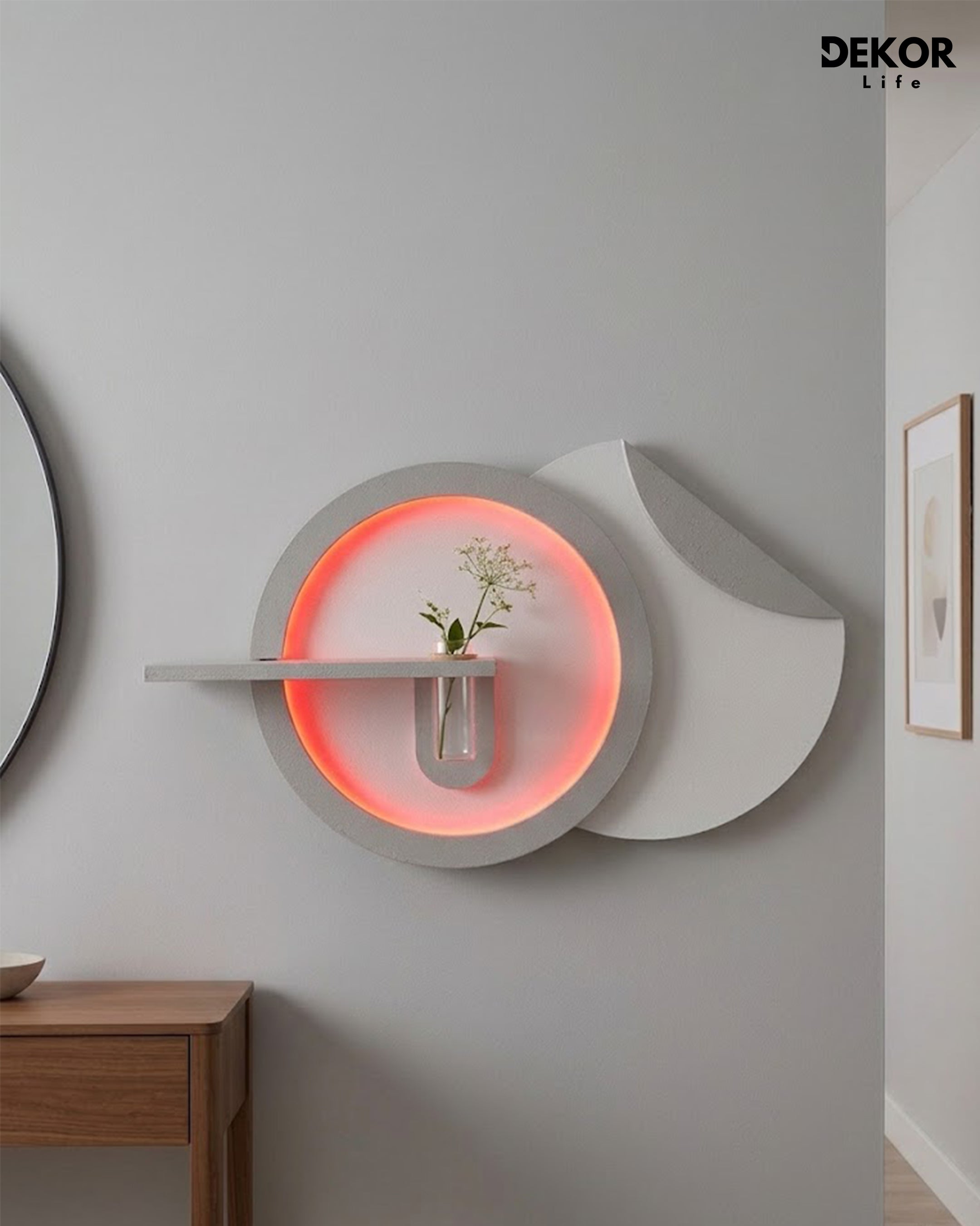 Dekorium 50x85 cm Oval LED'li Dekoratif Duvar Paneli - Gizli Aydınlatmalı - Model D032
