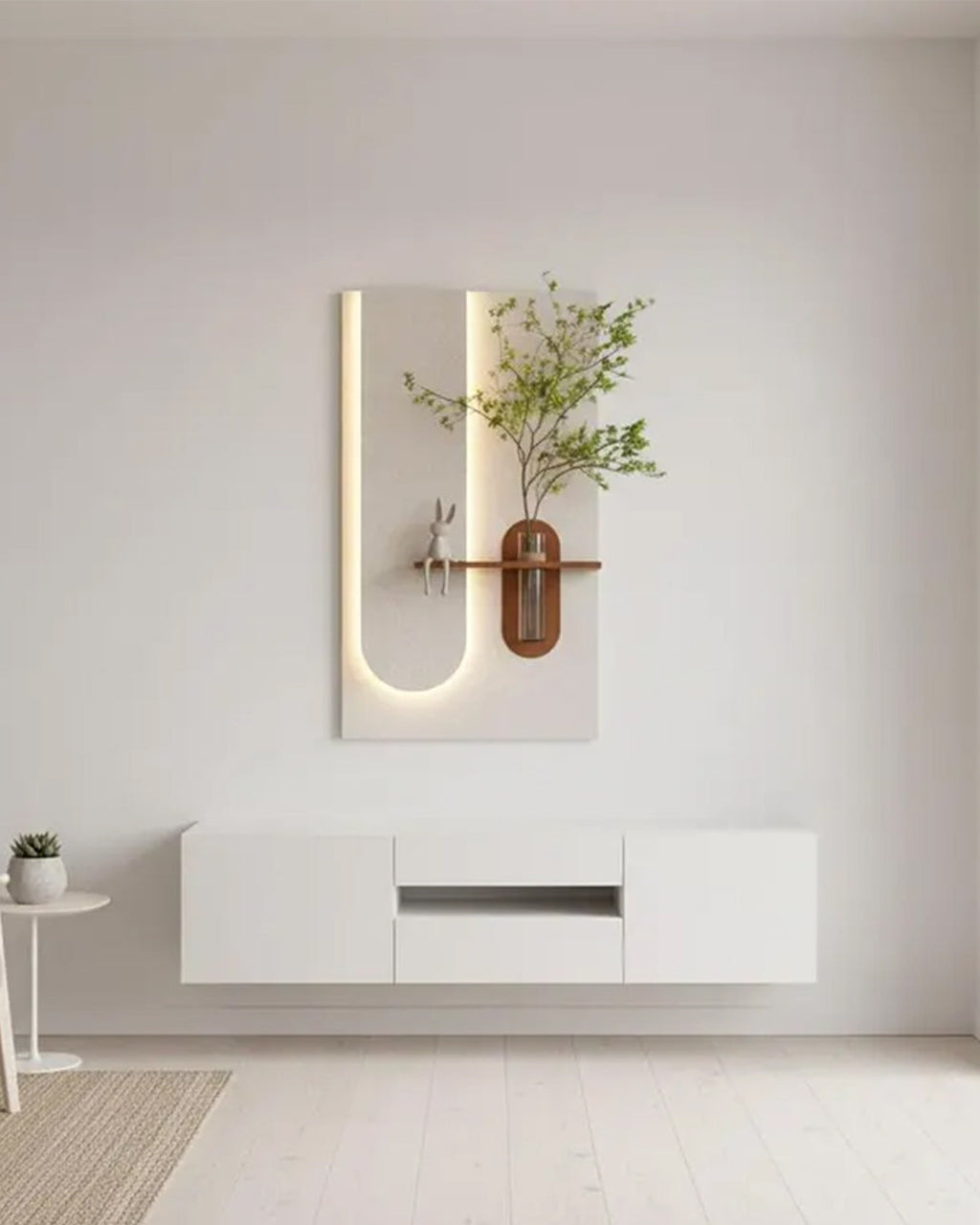 Dekorium 40x70 cm Pilli LED'li İskandinav Duvar Tablosu - Pütürlü Doku - Model D094