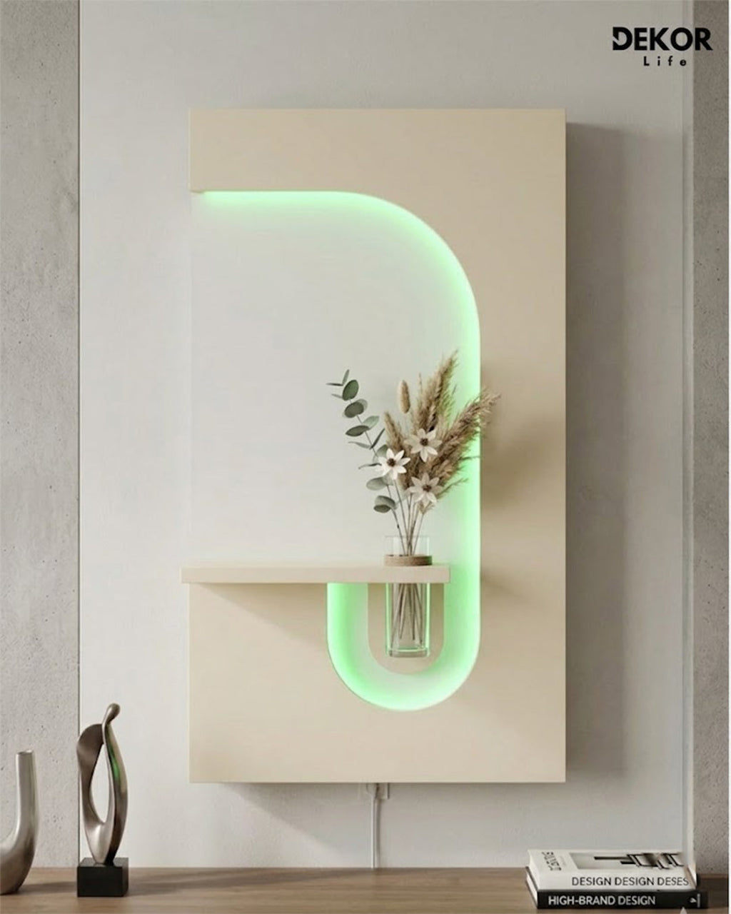 Dekorium 50x90 cm Oval LED'li Dekoratif Duvar Paneli - Gizli Aydınlatmalı - Model D055