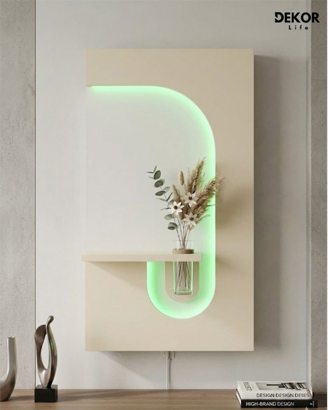 Dekorium 50x90 cm Oval LED'li Dekoratif Duvar Paneli - Gizli Aydınlatmalı - Model D055