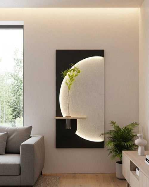 Dekorium 40x70 cm Pilli LED'li İskandinav Duvar Tablosu - Pütürlü Doku - Model D083