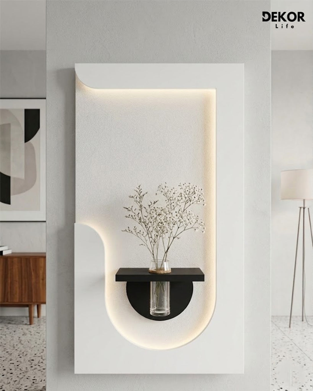 Dekorium 50x90 cm Oval LED'li Dekoratif Duvar Paneli - Gizli Aydınlatmalı - Model D051