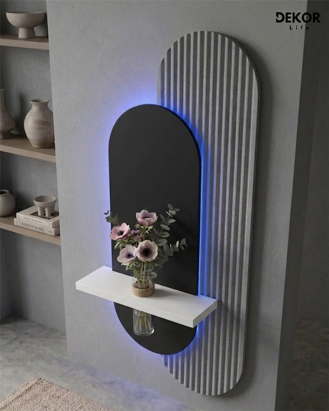 Dekorium 40x90 cm Oval LED'li Dekoratif Duvar Paneli - Gizli Aydınlatmalı - Model D018