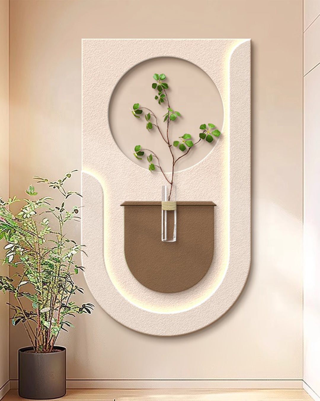 Dekorium 40x70 cm Pilli LED'li İskandinav Duvar Tablosu - Pütürlü Doku - Model D075