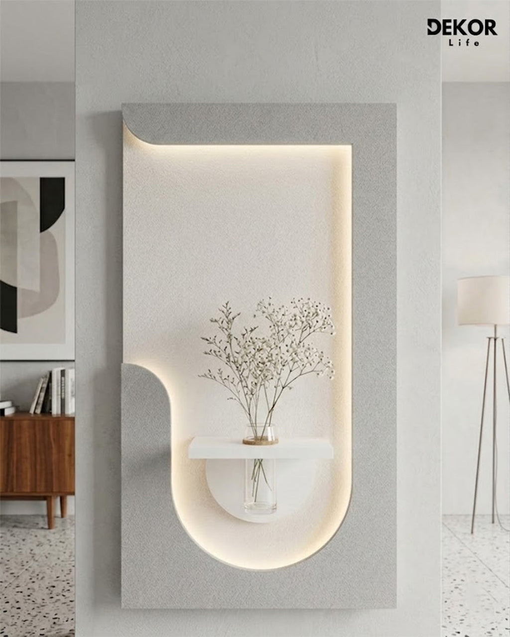 Dekorium 50x90 cm Oval LED'li Dekoratif Duvar Paneli - Gizli Aydınlatmalı - Model D040