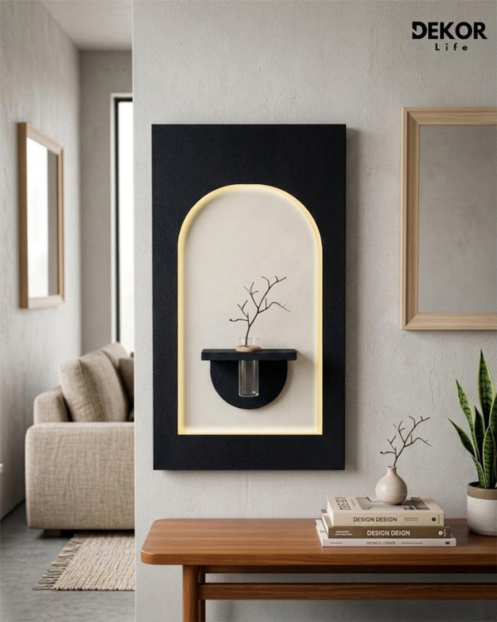 Dekorium 50x90 cm Oval LED'li Dekoratif Duvar Paneli - Gizli Aydınlatmalı - Model D046