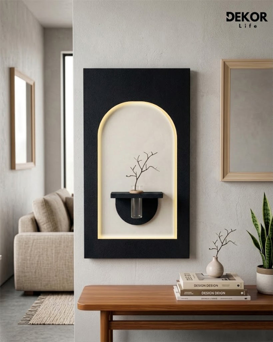 Dekorium 50x90 cm Oval LED'li Dekoratif Duvar Paneli - Gizli Aydınlatmalı - Model D046