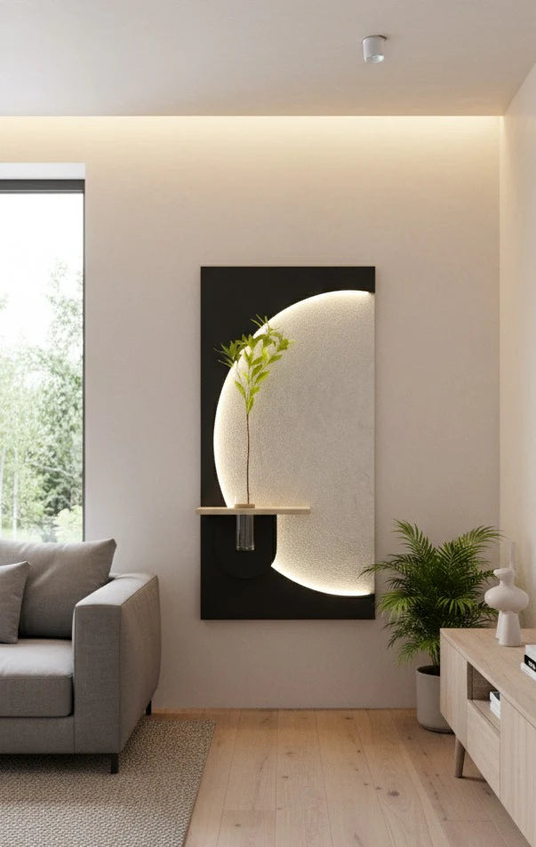 Dekorium 40x70 cm Pilli LED'li İskandinav Duvar Tablosu - Pütürlü Doku - Model D082