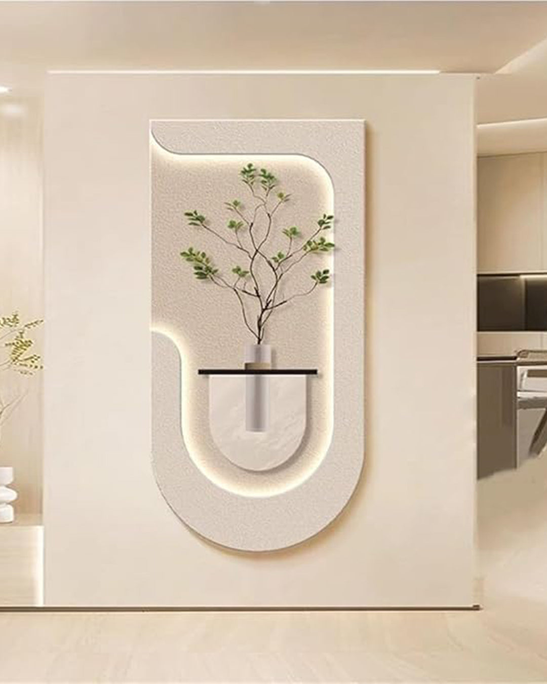 Dekorium 40x70 cm Pilli LED'li İskandinav Duvar Tablosu - Pütürlü Doku - Model D087