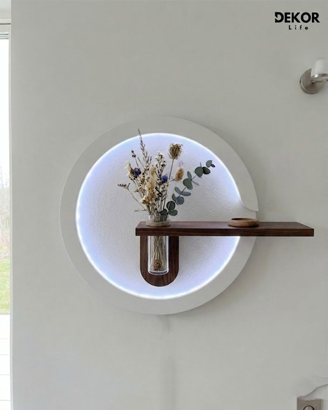 Dekorium 50x85 cm Oval LED'li Dekoratif Duvar Paneli - Gizli Aydınlatmalı - Model D035