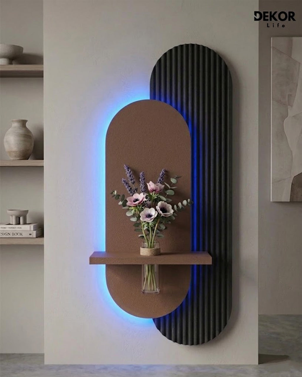 Dekorium 40x90 cm Oval LED'li Dekoratif Duvar Paneli - Gizli Aydınlatmalı - Model D010