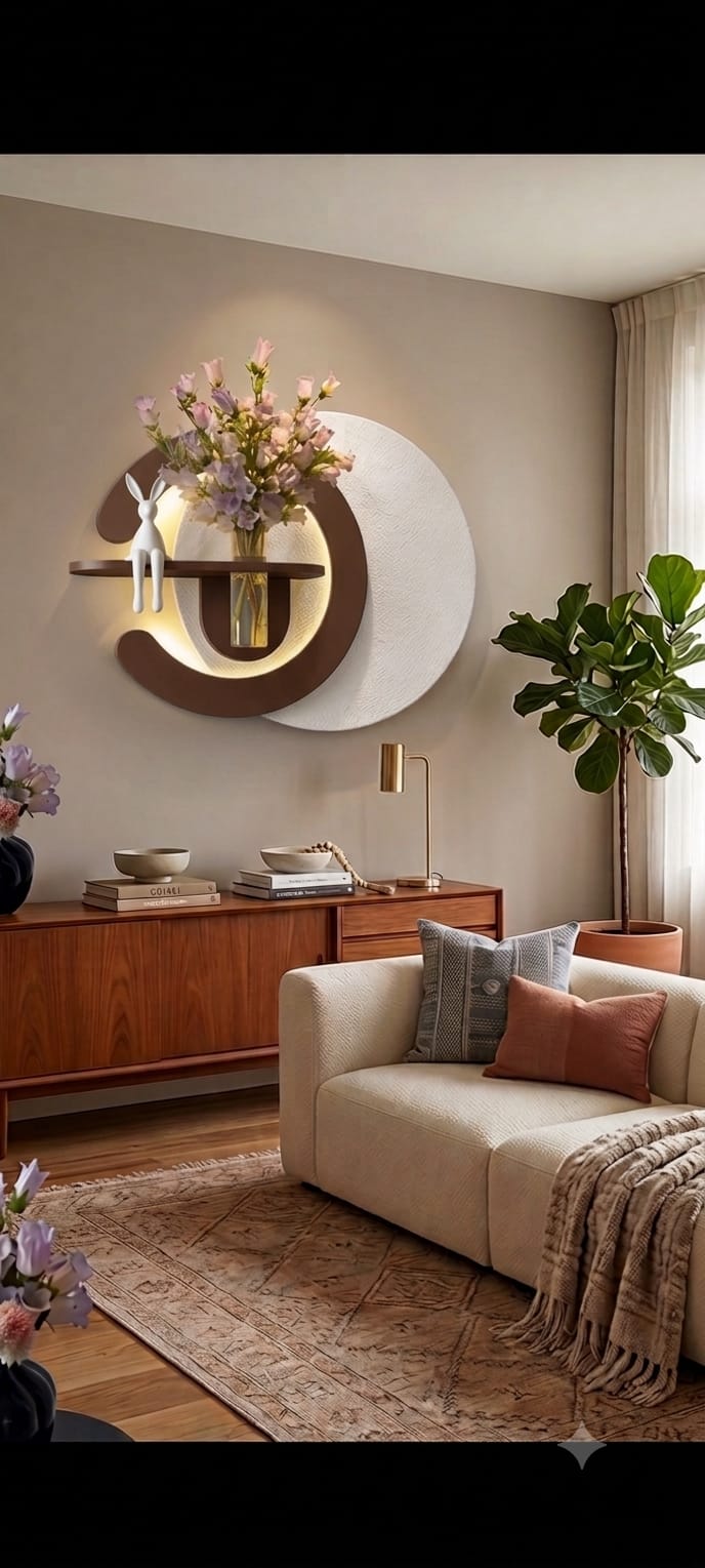 Dekorium 50x85 cm Oval LED'li Dekoratif Duvar Paneli - Gizli Aydınlatmalı - Model D036