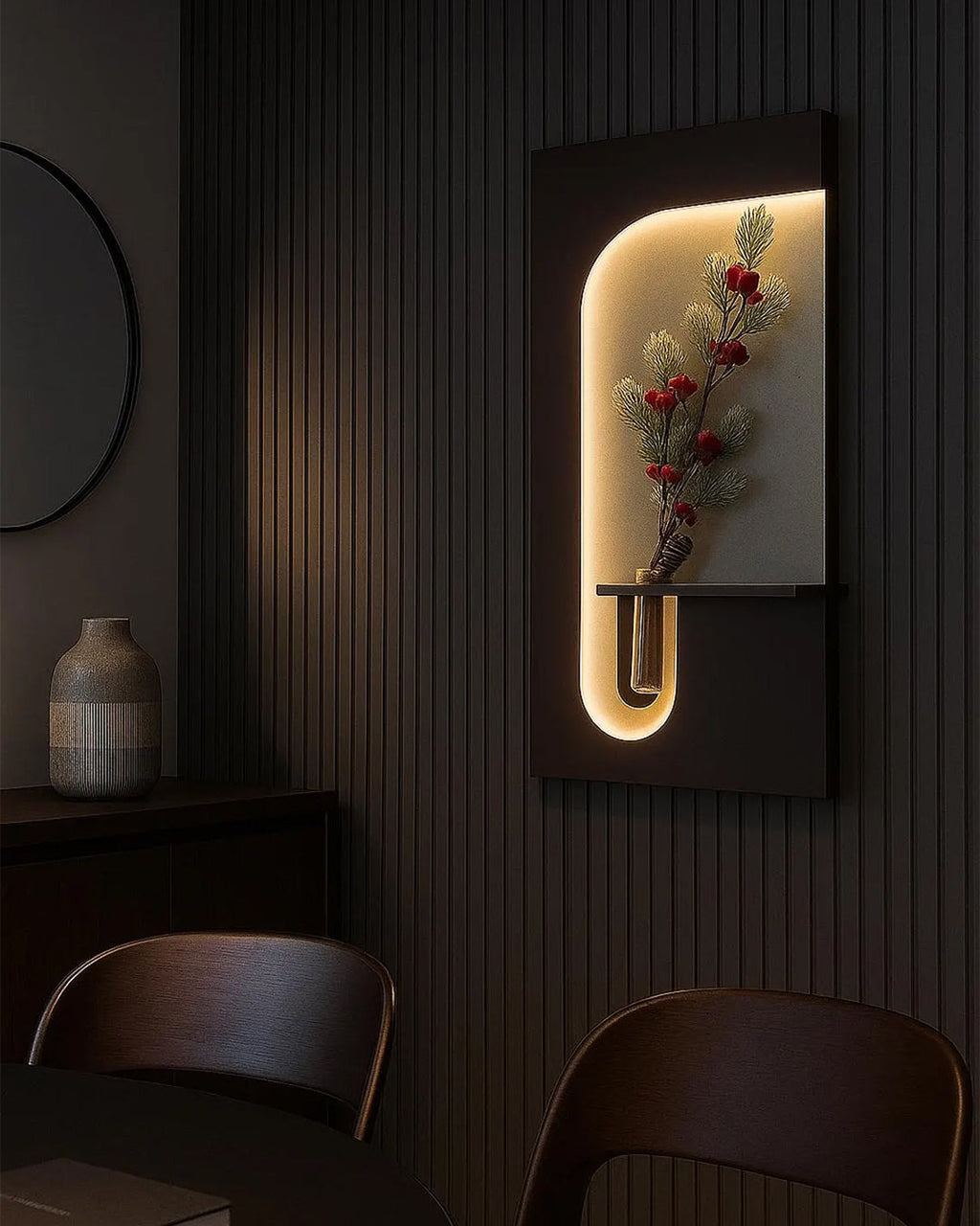 Dekorium 40x70 cm Pilli LED'li İskandinav Duvar Tablosu - Pütürlü Doku - Model D096