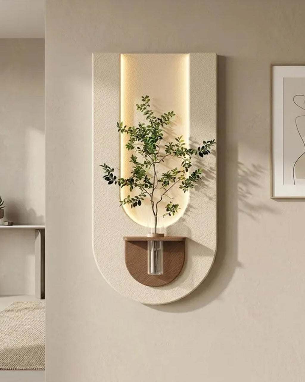 Dekorium 40x70 cm Pilli LED'li İskandinav Duvar Tablosu - Pütürlü Doku - Model D092