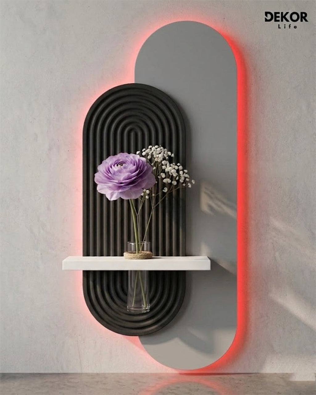 Dekorium 40x90 cm Oval LED'li Dekoratif Duvar Paneli - Gizli Aydınlatmalı - Model D021