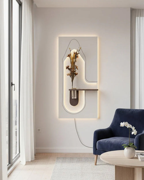 Dekorium 40x70 cm Pilli LED'li İskandinav Duvar Tablosu - Pütürlü Doku - Model D085