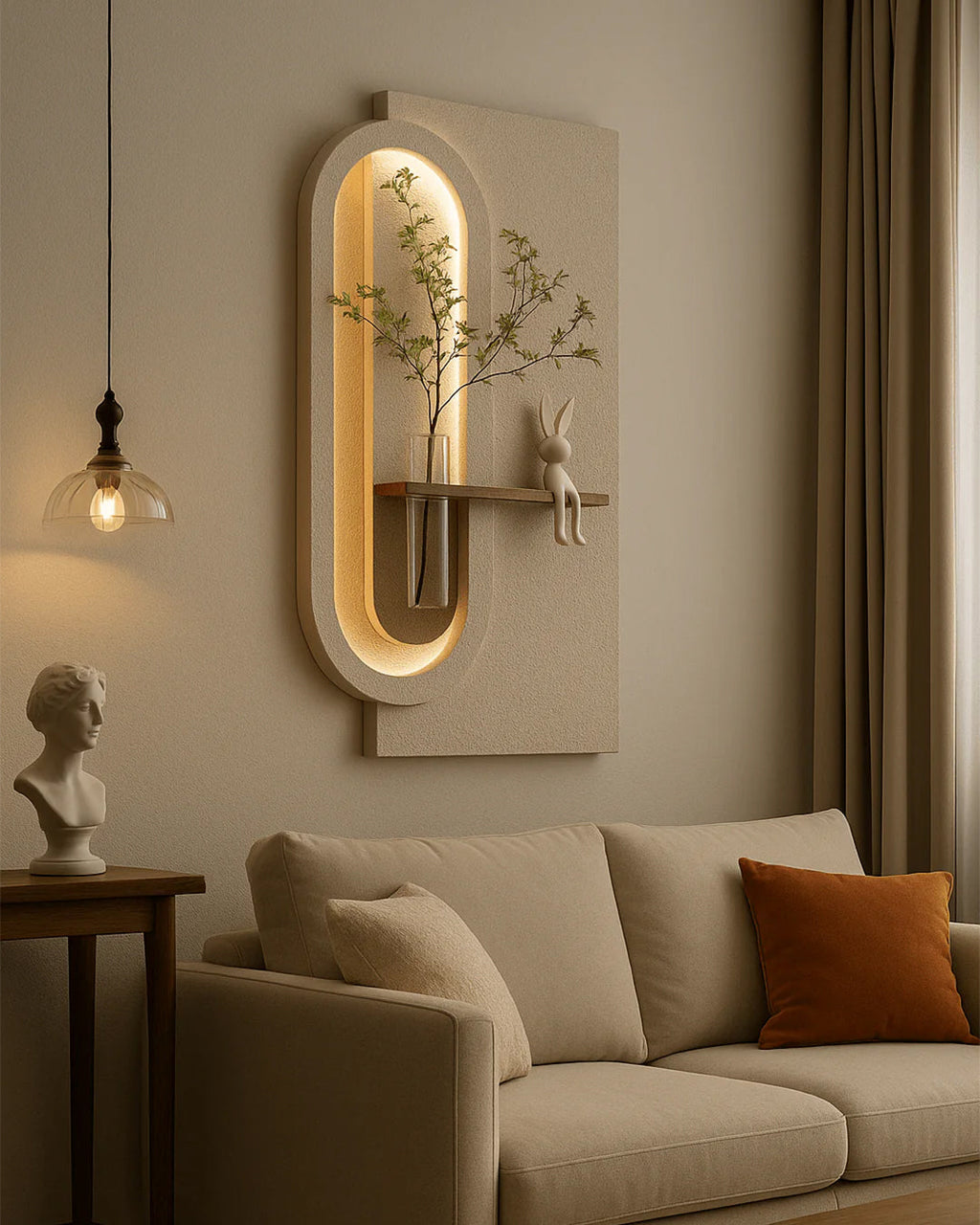 Dekorium 40x70 cm Pilli LED'li İskandinav Duvar Tablosu - Pütürlü Doku - Model D091