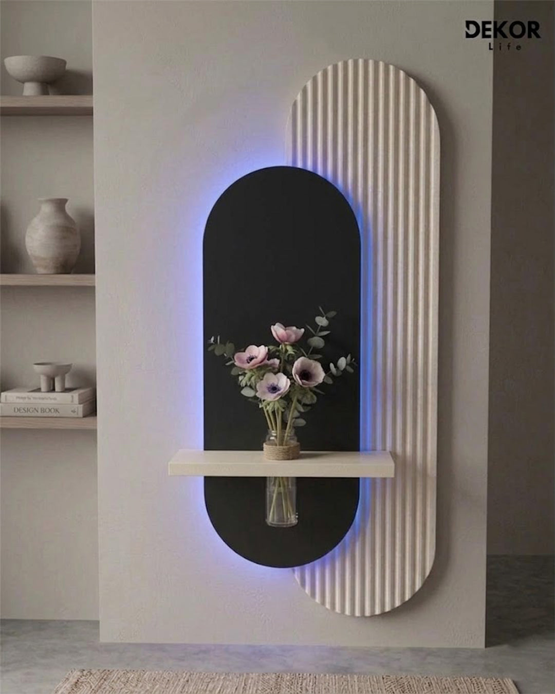 Dekorium 40x90 cm Oval LED'li Dekoratif Duvar Paneli - Gizli Aydınlatmalı - Model D017