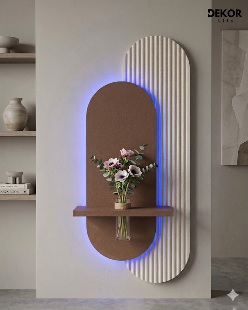 Dekorium 40x90 cm Oval LED'li Dekoratif Duvar Paneli - Gizli Aydınlatmalı - Model D006