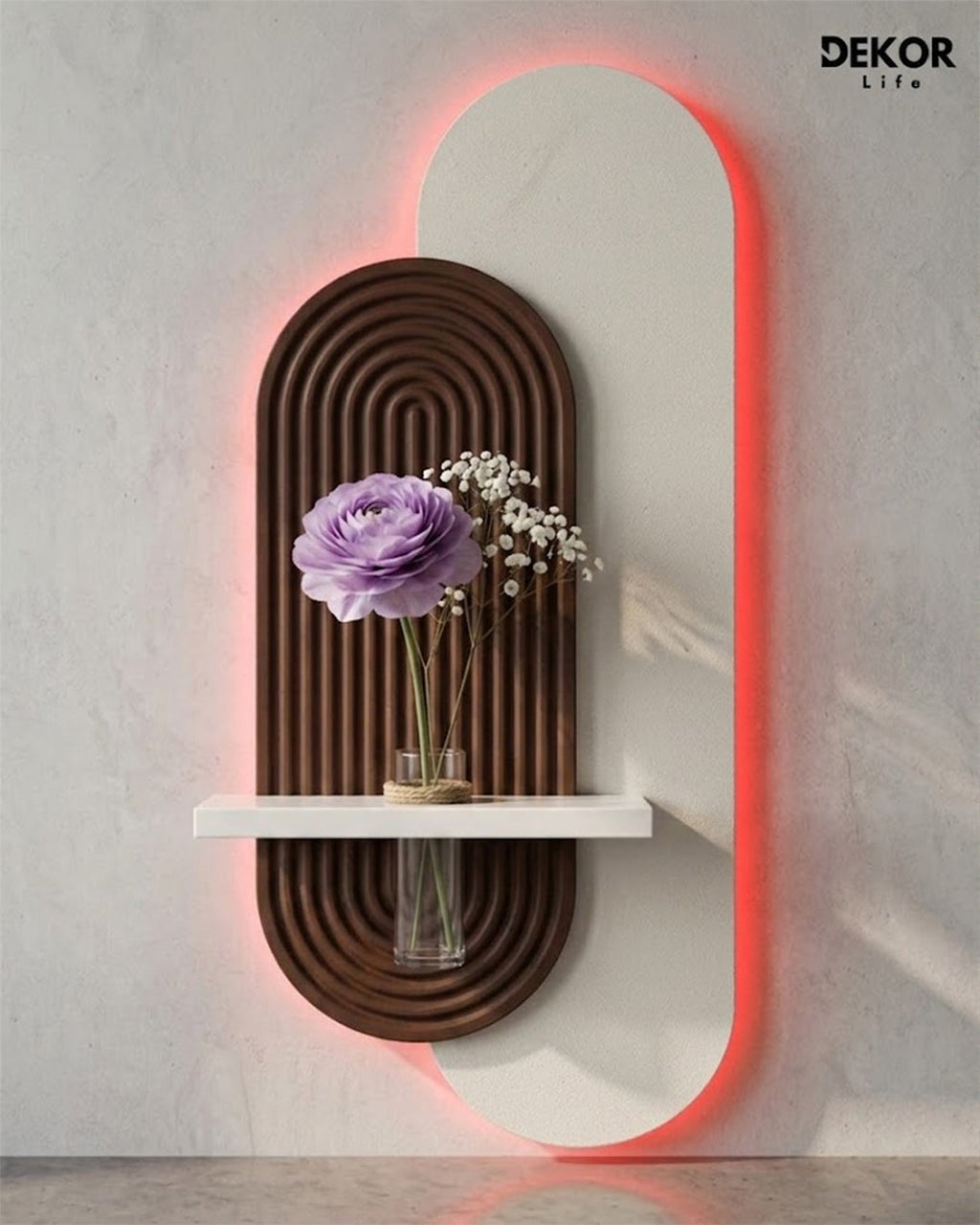 Dekorium 40x90 cm Oval LED'li Dekoratif Duvar Paneli - Gizli Aydınlatmalı - Model D020