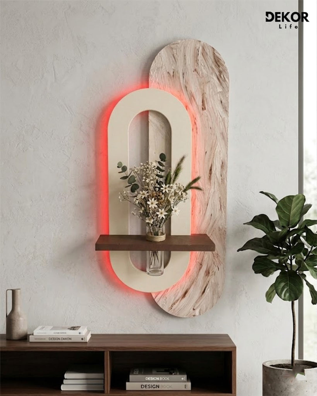 Dekorium 50x90 cm Oval LED'li Dekoratif Duvar Paneli - Gizli Aydınlatmalı - Model D052