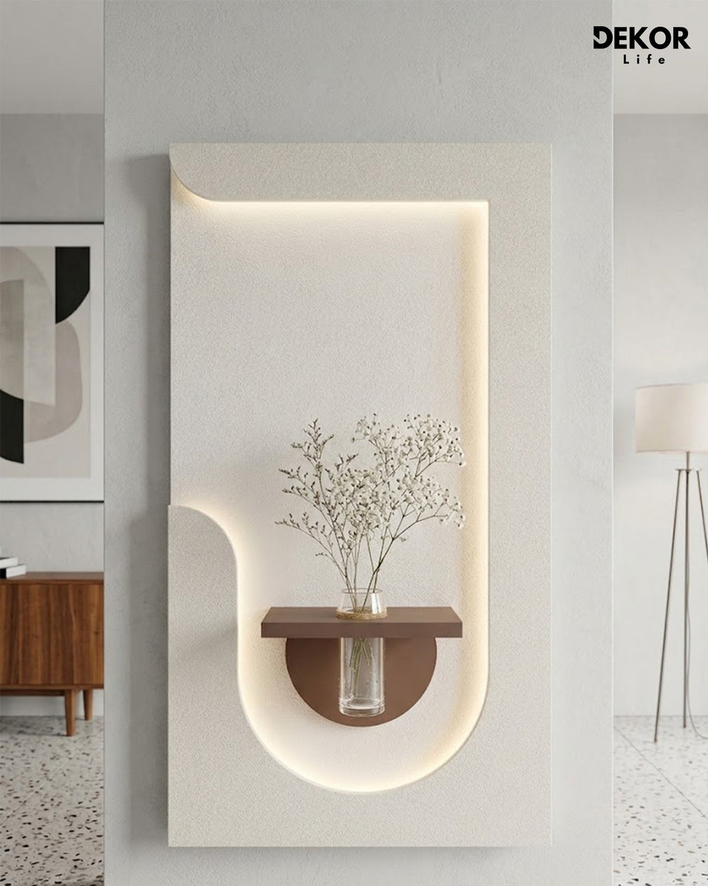 Dekorium 50x90 cm Oval LED'li Dekoratif Duvar Paneli - Gizli Aydınlatmalı - Model D042