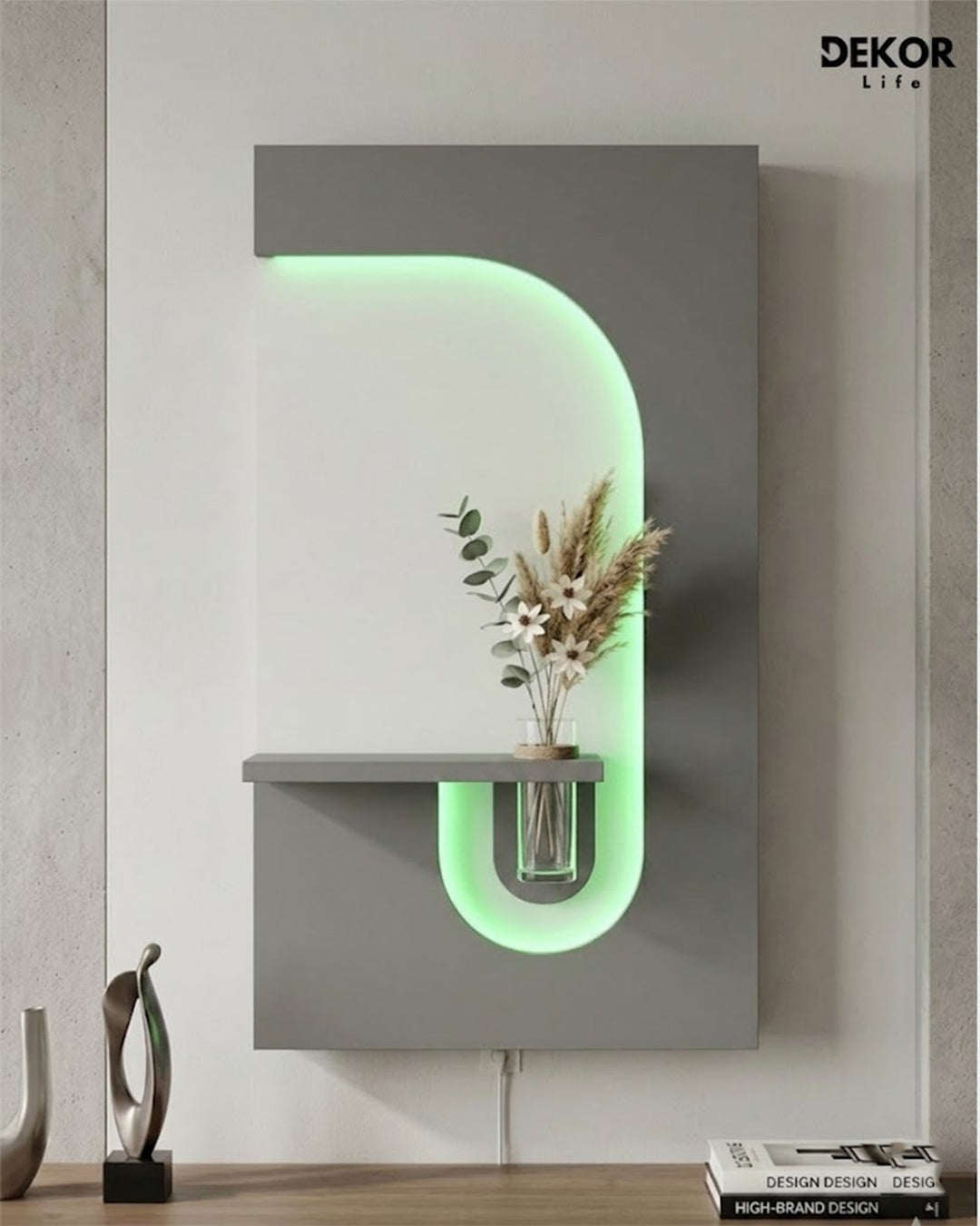Dekorium 50x90 cm Oval LED'li Dekoratif Duvar Paneli - Gizli Aydınlatmalı - Model D056