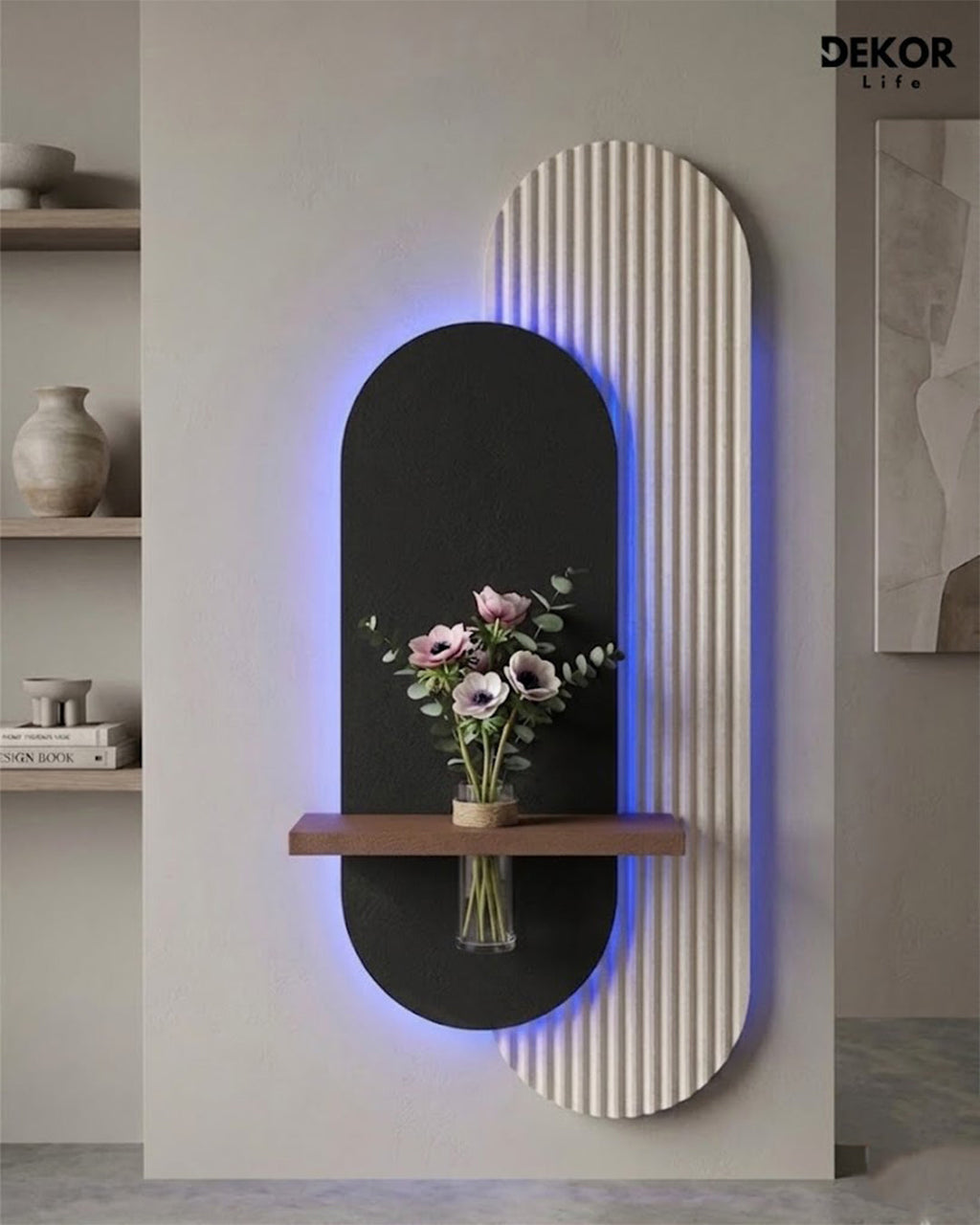 Dekorium 40x90 cm Oval LED'li Dekoratif Duvar Paneli - Gizli Aydınlatmalı - Model D011