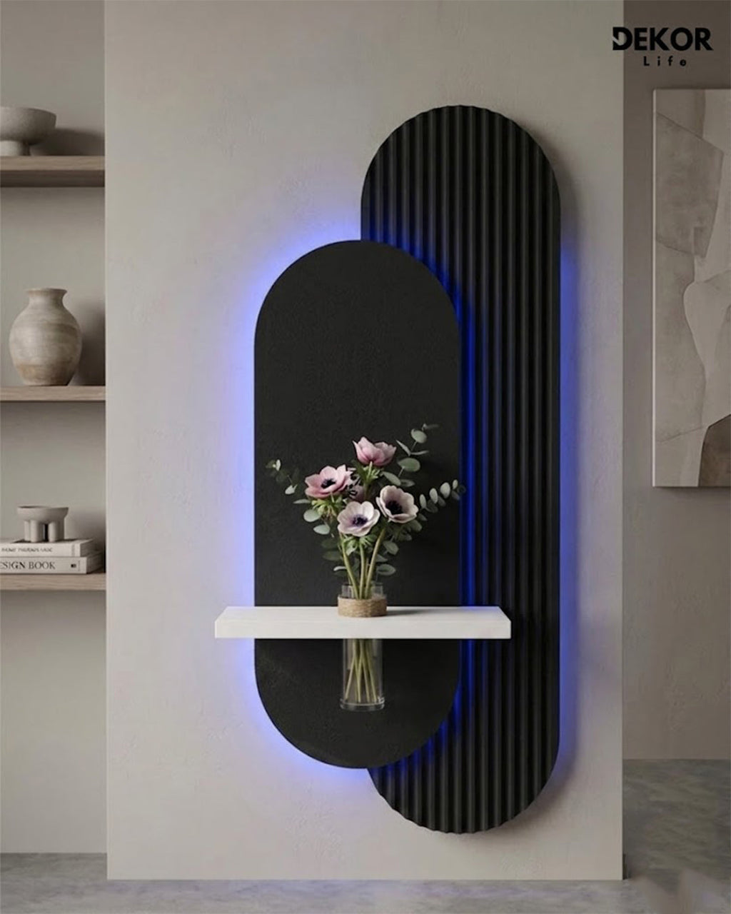 Dekorium 40x90 cm Oval LED'li Dekoratif Duvar Paneli - Gizli Aydınlatmalı - Model D012