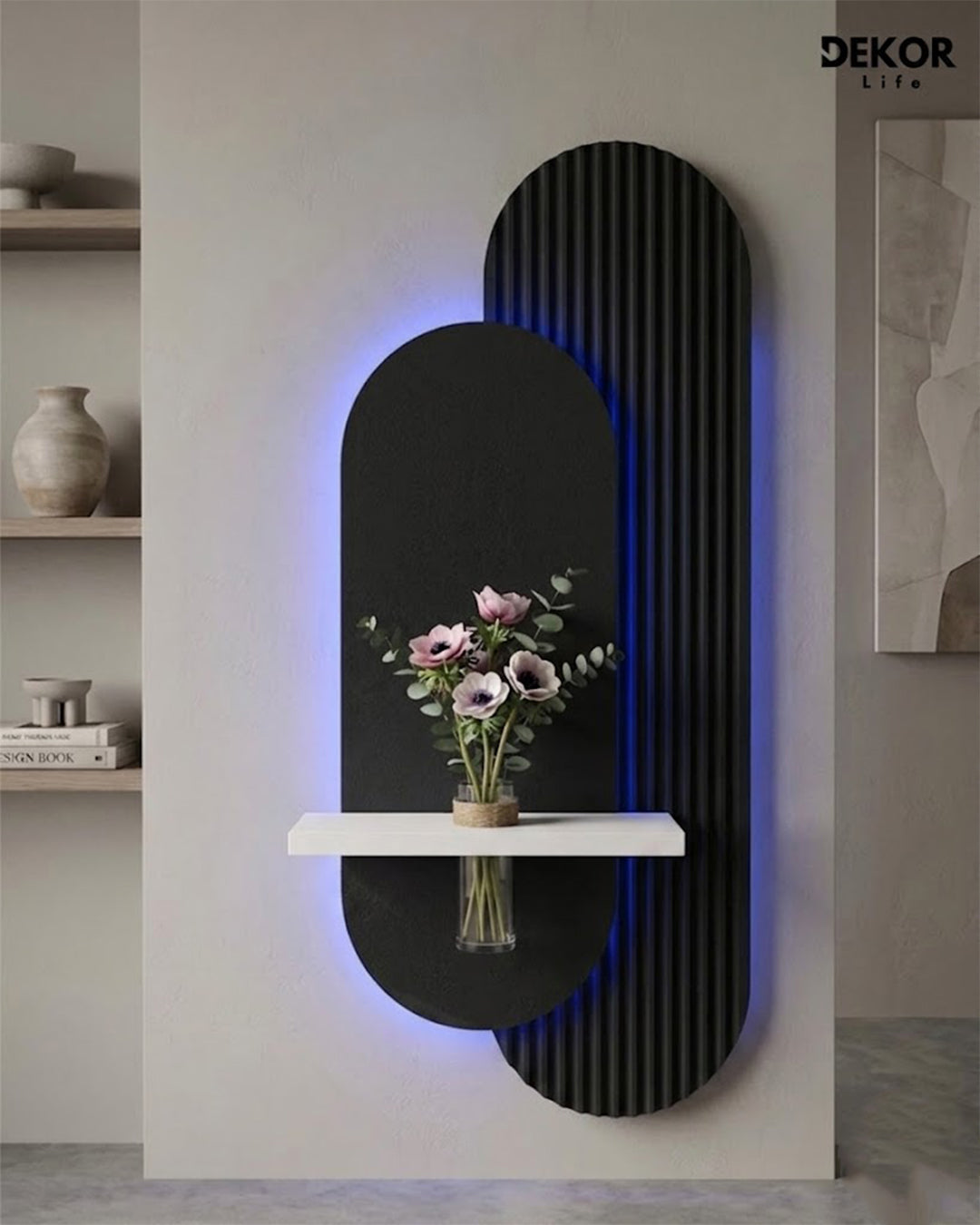 Dekorium 40x90 cm Oval LED'li Dekoratif Duvar Paneli - Gizli Aydınlatmalı - Model D012
