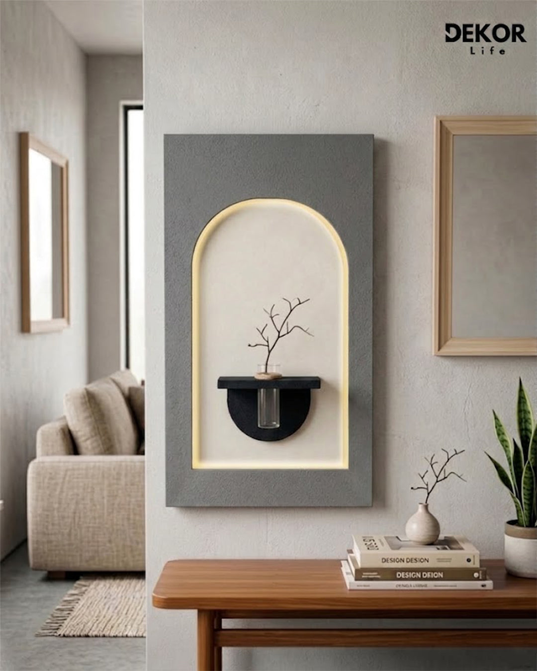 Dekorium 50x90 cm Oval LED'li Dekoratif Duvar Paneli - Gizli Aydınlatmalı - Model D047