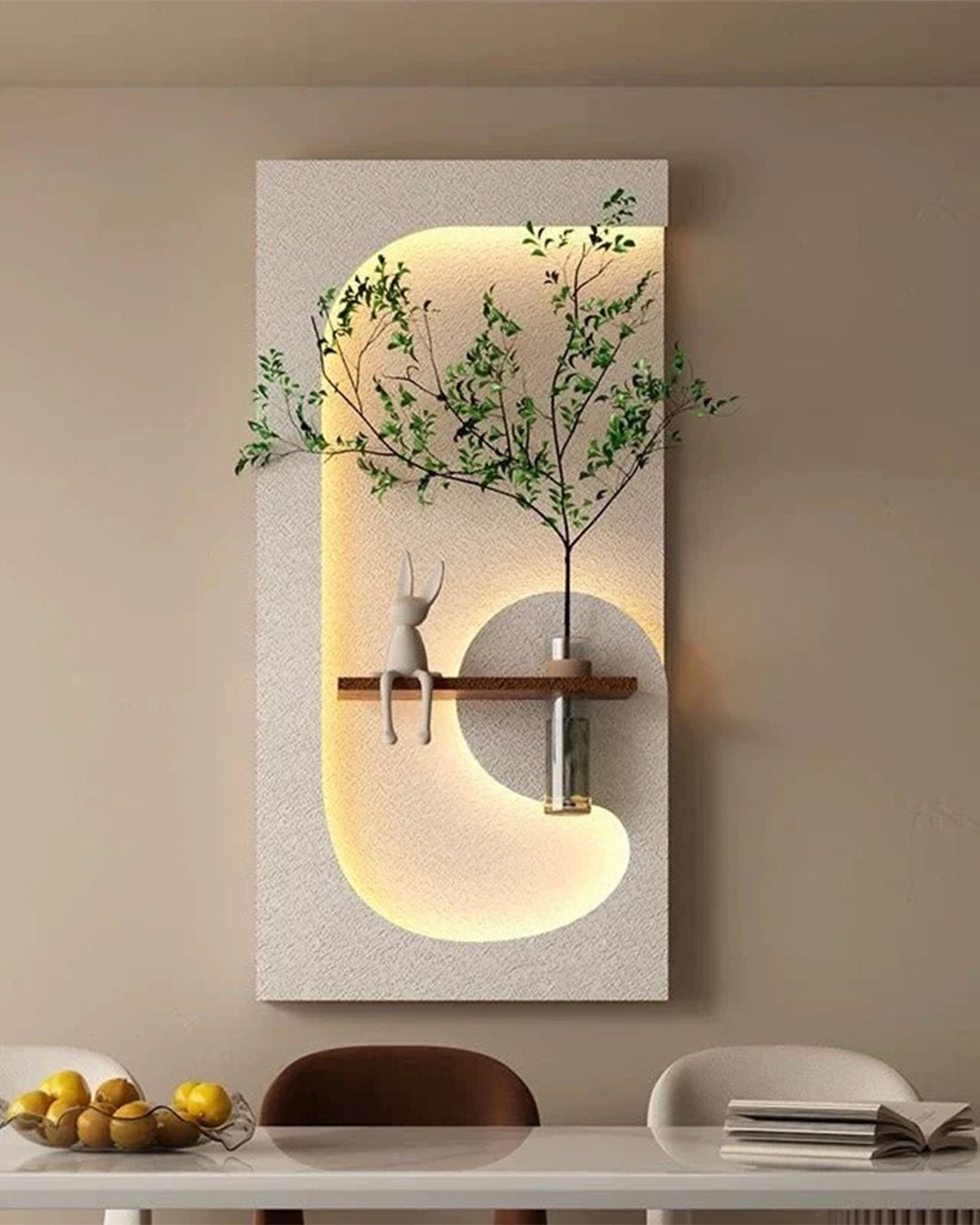 Dekorium 40x70 cm Pilli LED'li İskandinav Duvar Tablosu - Pütürlü Doku - Model D076