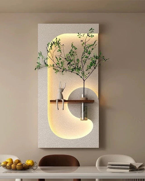 Dekorium 40x70 cm Pilli LED'li İskandinav Duvar Tablosu - Pütürlü Doku - Model D076