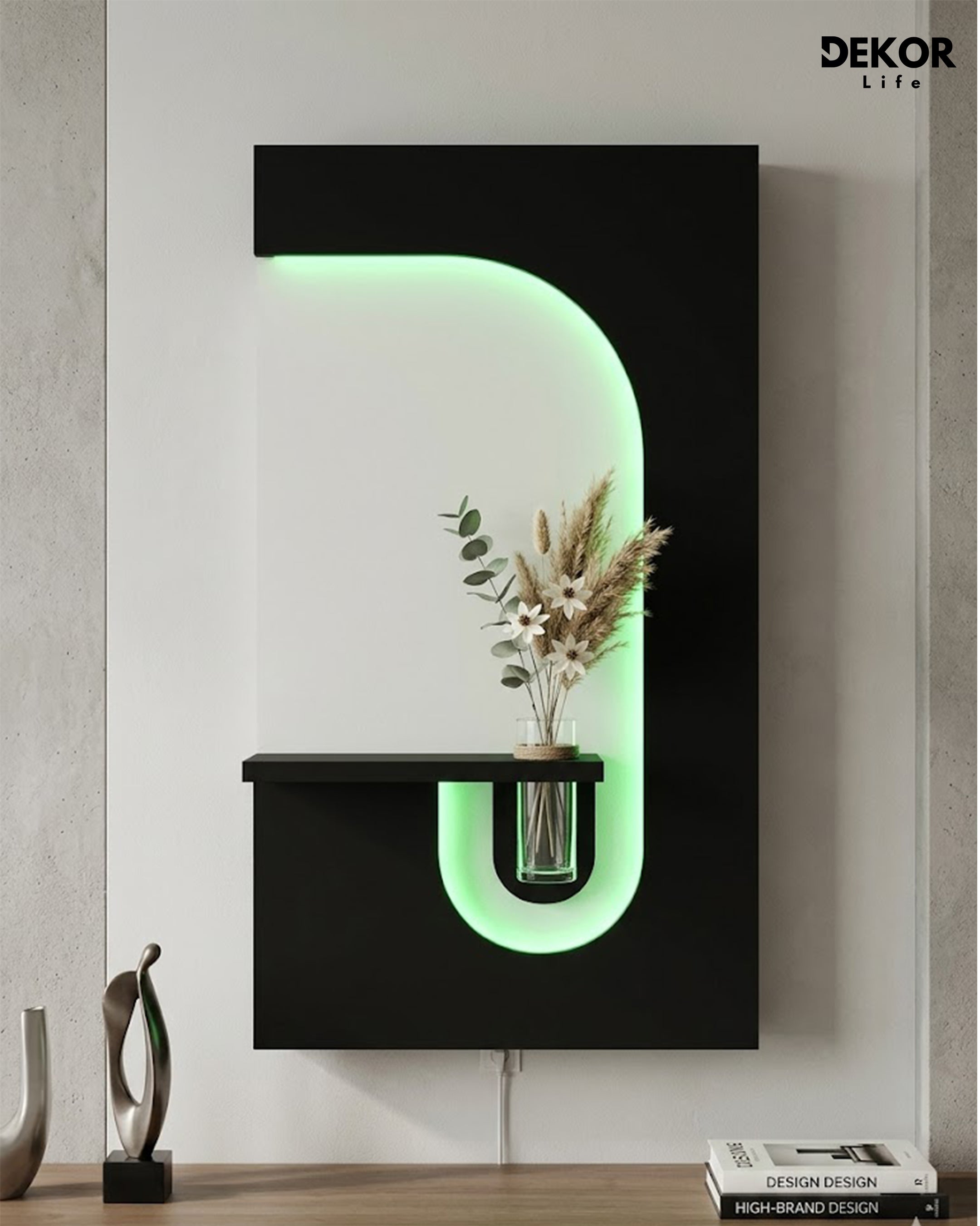 Dekorium 50x90 cm Oval LED'li Dekoratif Duvar Paneli - Gizli Aydınlatmalı - Model D043