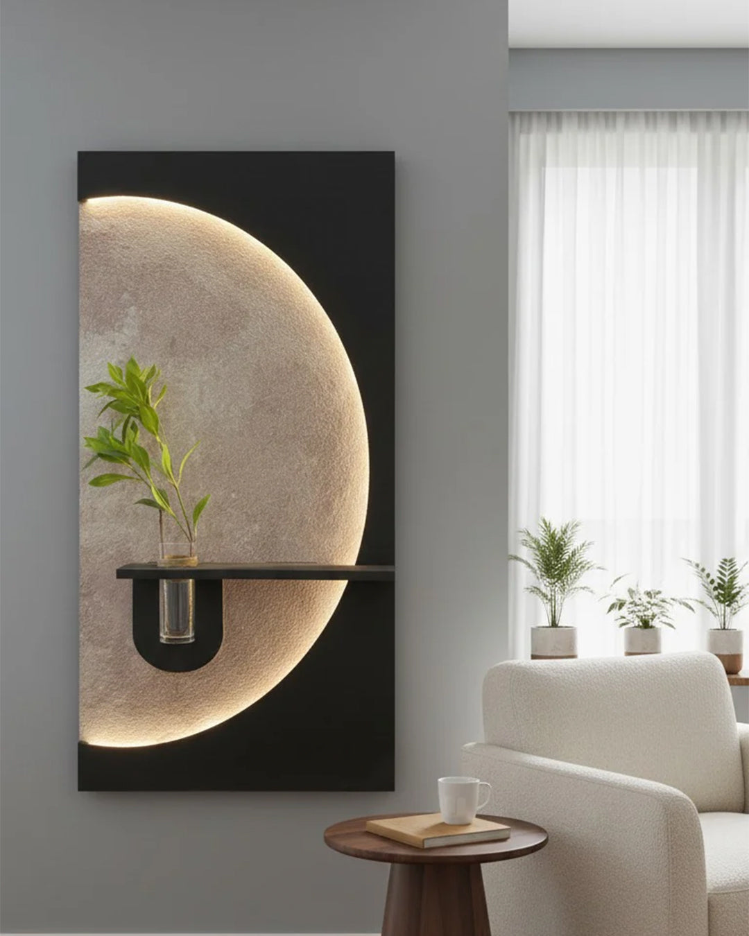 Dekorium 40x70 cm Pilli LED'li İskandinav Duvar Tablosu - Pütürlü Doku - Model D090