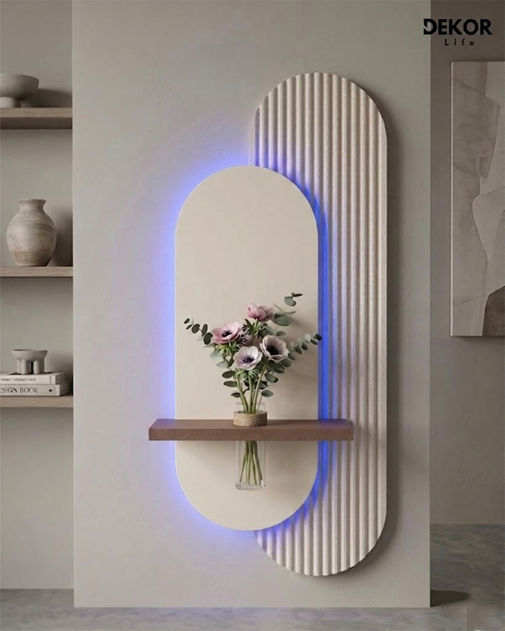 Dekorium 40x90 cm Oval LED'li Dekoratif Duvar Paneli - Gizli Aydınlatmalı - Model D016