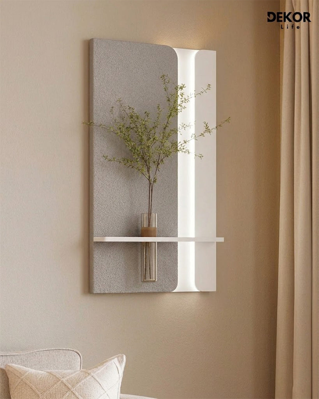 Dekorium 50x90 cm Oval LED'li Dekoratif Duvar Paneli - Gizli Aydınlatmalı - Model D059