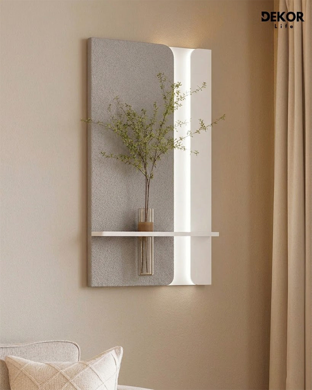 Dekorium 50x90 cm Oval LED'li Dekoratif Duvar Paneli - Gizli Aydınlatmalı - Model D059