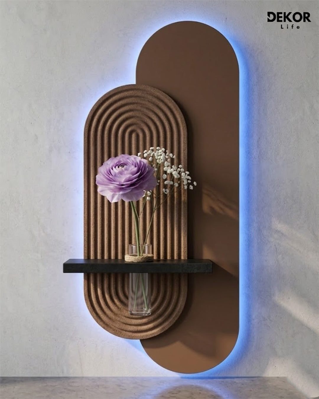 Dekorium 40x90 cm Oval LED'li Dekoratif Duvar Paneli - Gizli Aydınlatmalı - Model D013