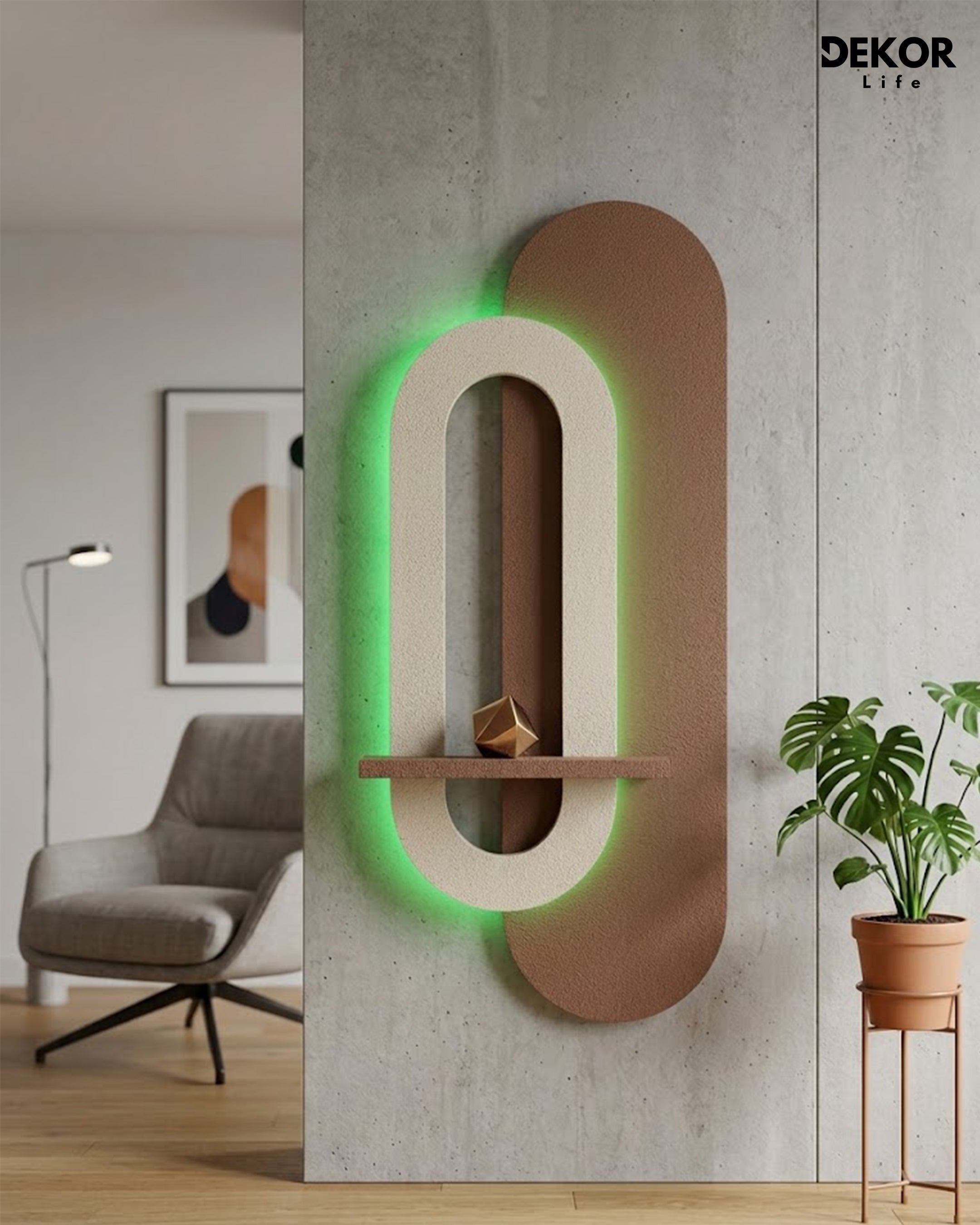 Dekorium 40x90 cm Oval LED'li Dekoratif Duvar Paneli - Gizli Aydınlatmalı - Model D004