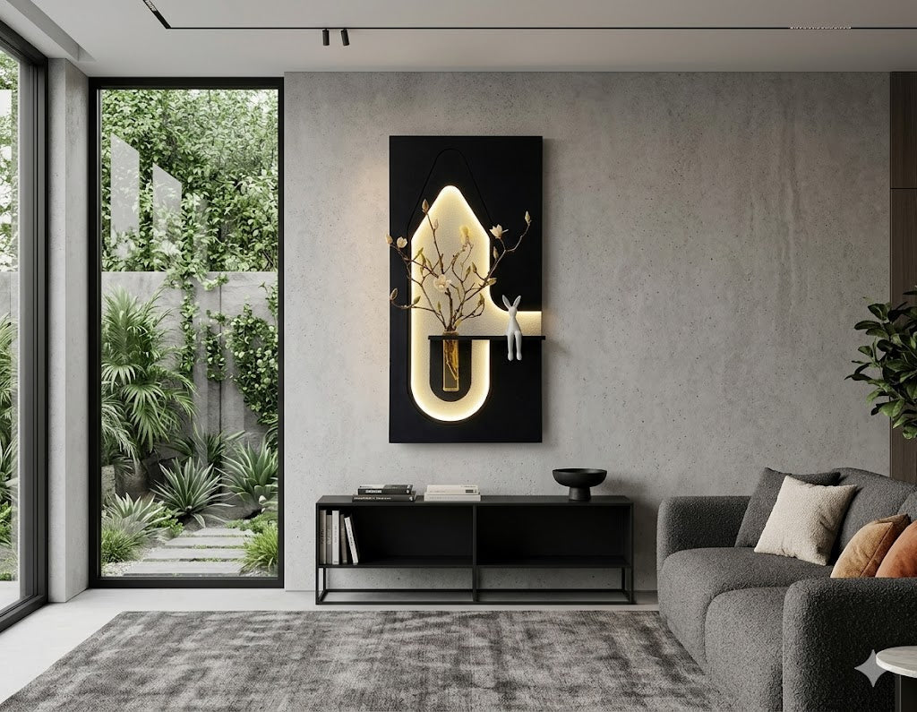Dekorium 50x90 cm Oval LED'li Dekoratif Duvar Paneli - Gizli Aydınlatmalı - Model D062