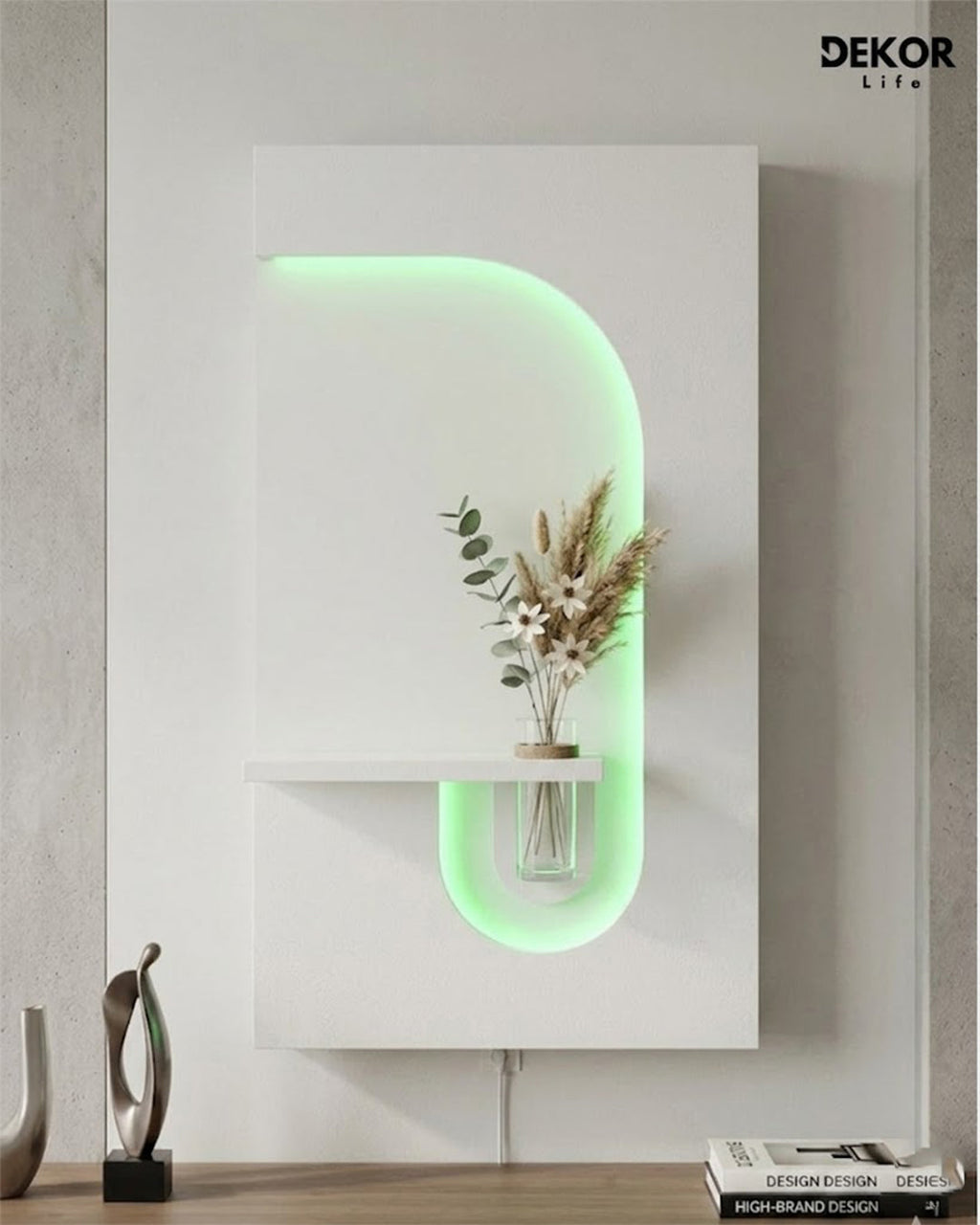 Dekorium 50x90 cm Oval LED'li Dekoratif Duvar Paneli - Gizli Aydınlatmalı - Model D054