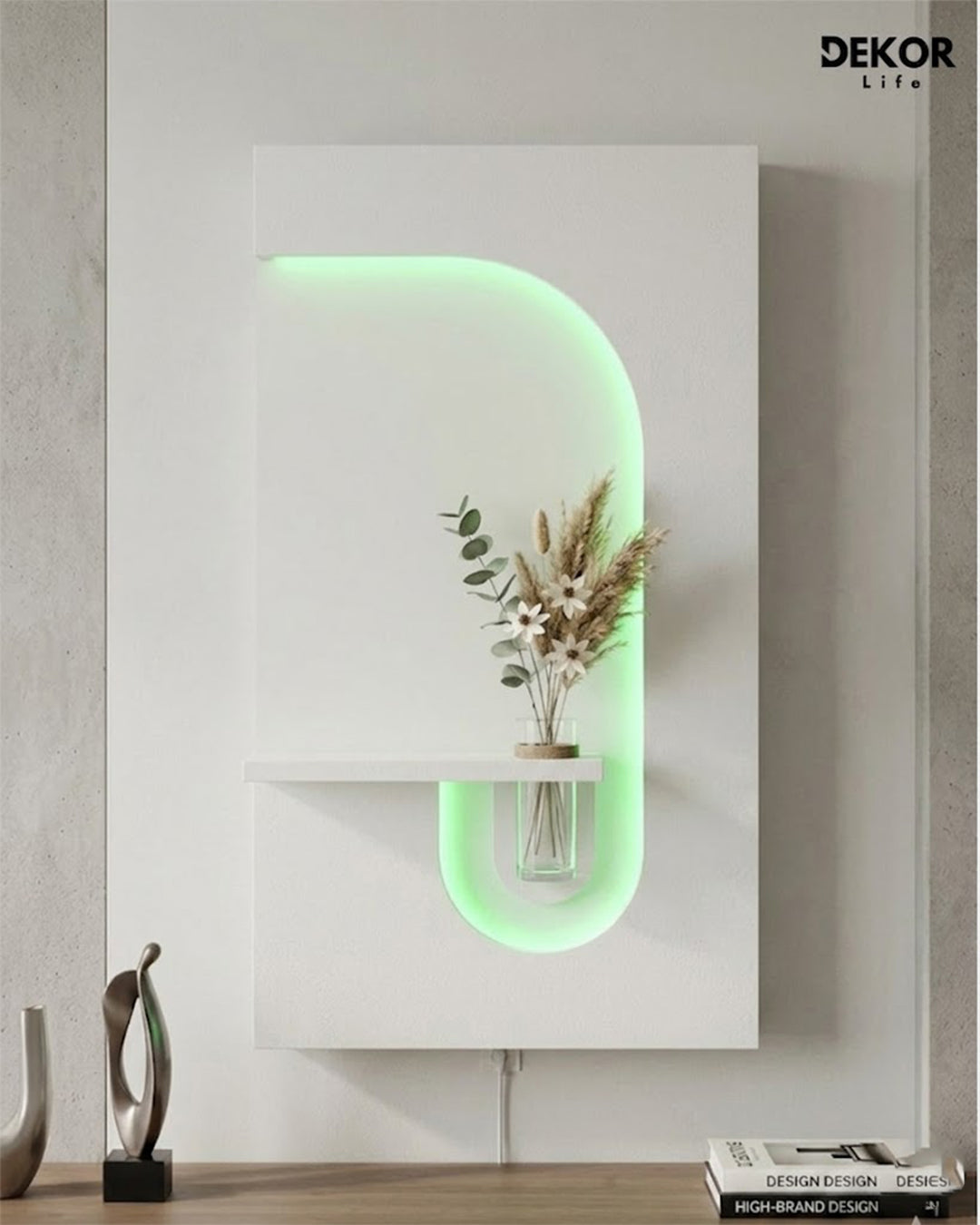 Dekorium 50x90 cm Oval LED'li Dekoratif Duvar Paneli - Gizli Aydınlatmalı - Model D054