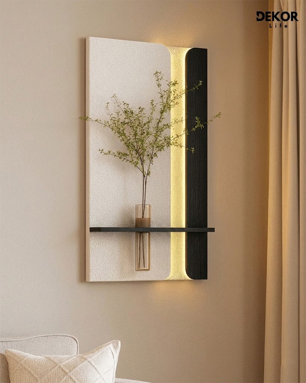Dekorium 50x90 cm Oval LED'li Dekoratif Duvar Paneli - Gizli Aydınlatmalı - Model D057
