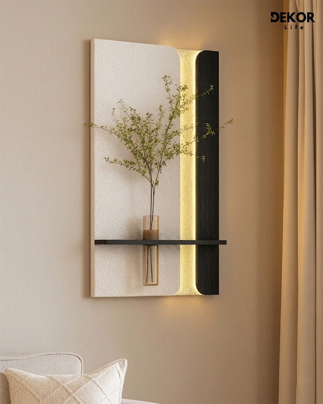 Dekorium 50x90 cm Oval LED'li Dekoratif Duvar Paneli - Gizli Aydınlatmalı - Model D057