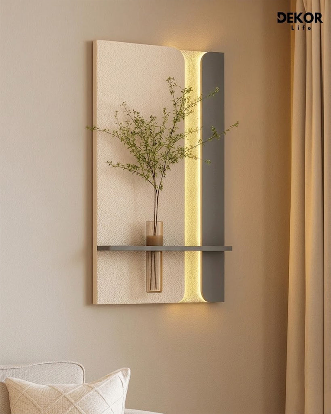 Dekorium 50x90 cm Oval LED'li Dekoratif Duvar Paneli - Gizli Aydınlatmalı - Model D060