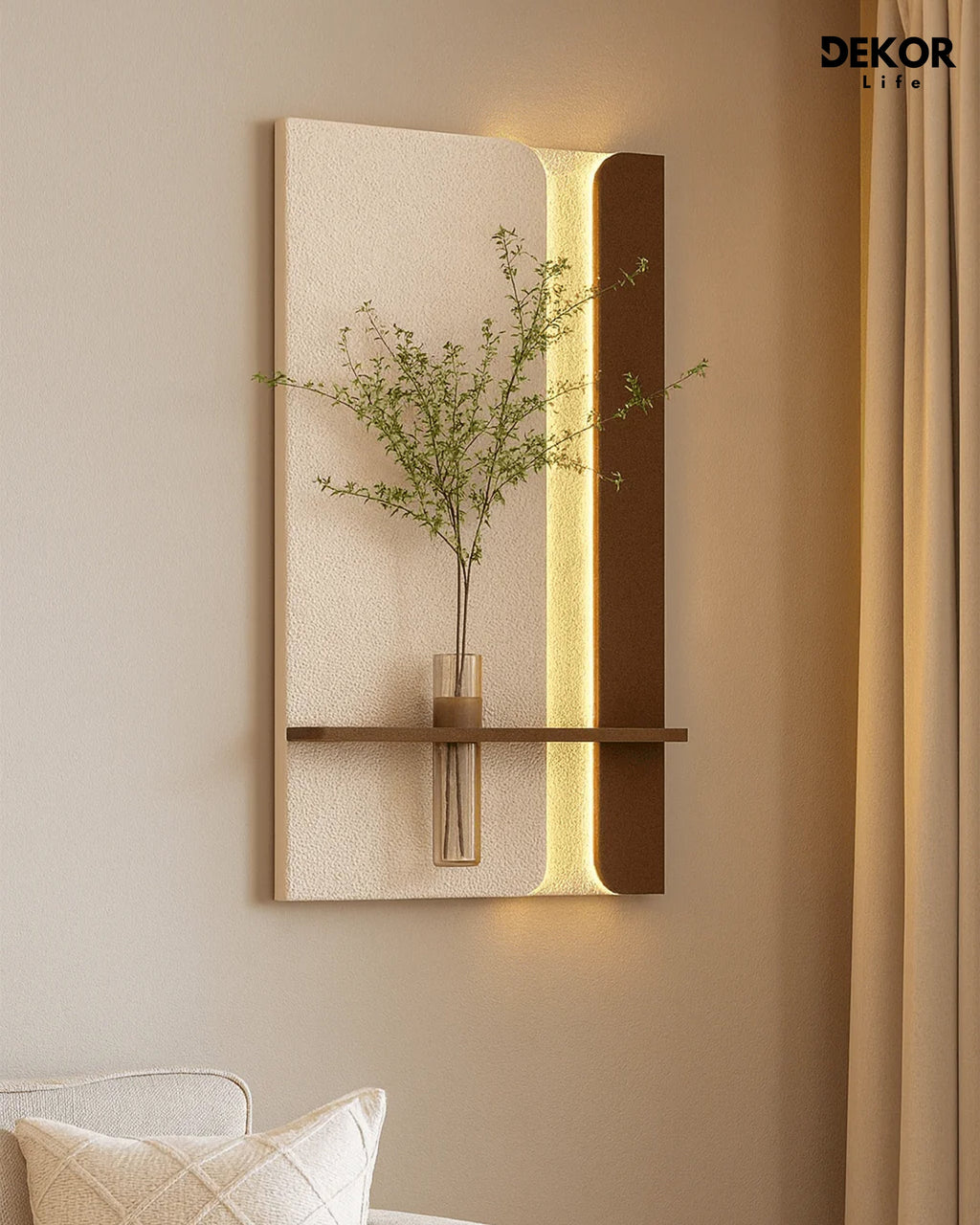 Dekorium 50x90 cm Oval LED'li Dekoratif Duvar Paneli - Gizli Aydınlatmalı - Model D064