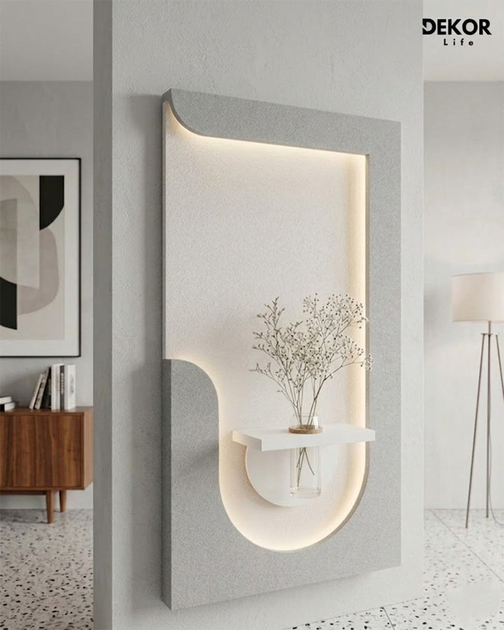 Dekorium 50x90 cm Oval LED'li Dekoratif Duvar Paneli - Gizli Aydınlatmalı - Model D040