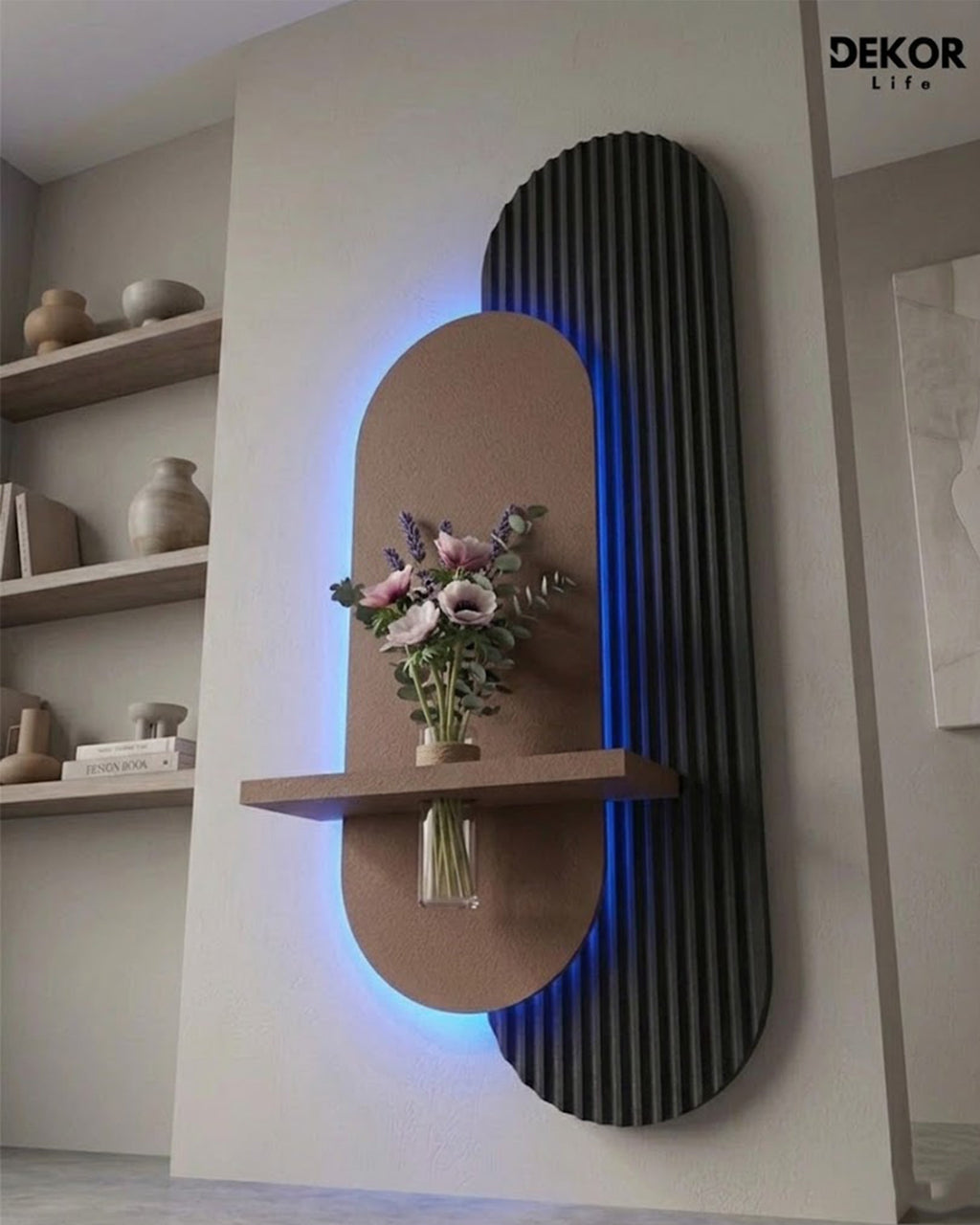 Dekorium 40x90 cm Oval LED'li Dekoratif Duvar Paneli - Gizli Aydınlatmalı - Model D010