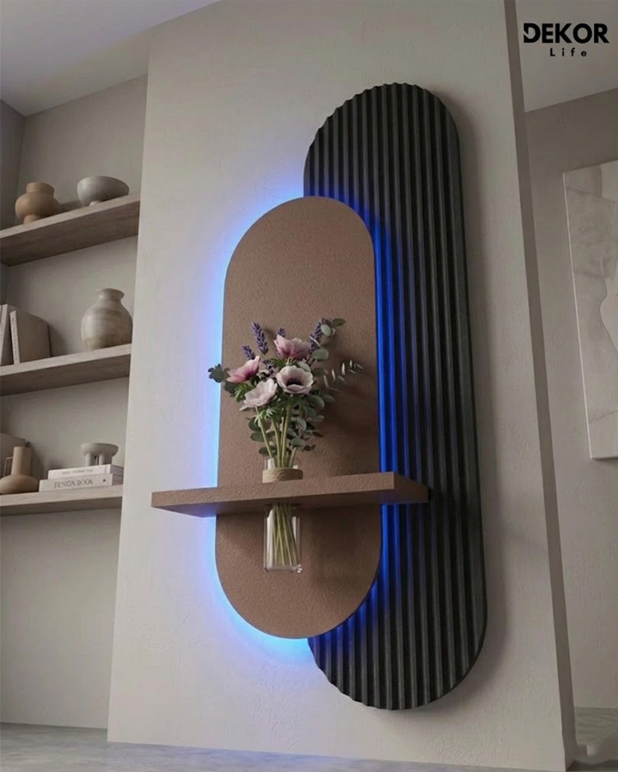 Dekorium 40x90 cm Oval LED'li Dekoratif Duvar Paneli - Gizli Aydınlatmalı - Model D010